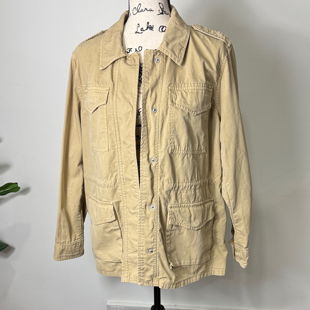 GAP Barn Jacket Tan with Drawstring Waist and Pockets SZ M Fall - Picture 2 of 10